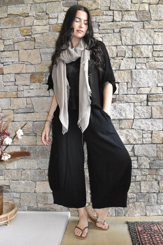 Jo Jo Quirky Hopsack Crop Pant Black 